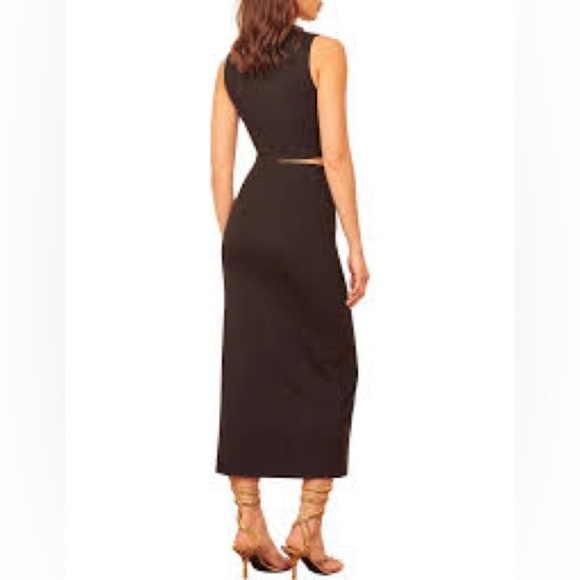 REFORMATION Rylan Black Skirt Slit REVOLVE - Picture 4 of 7